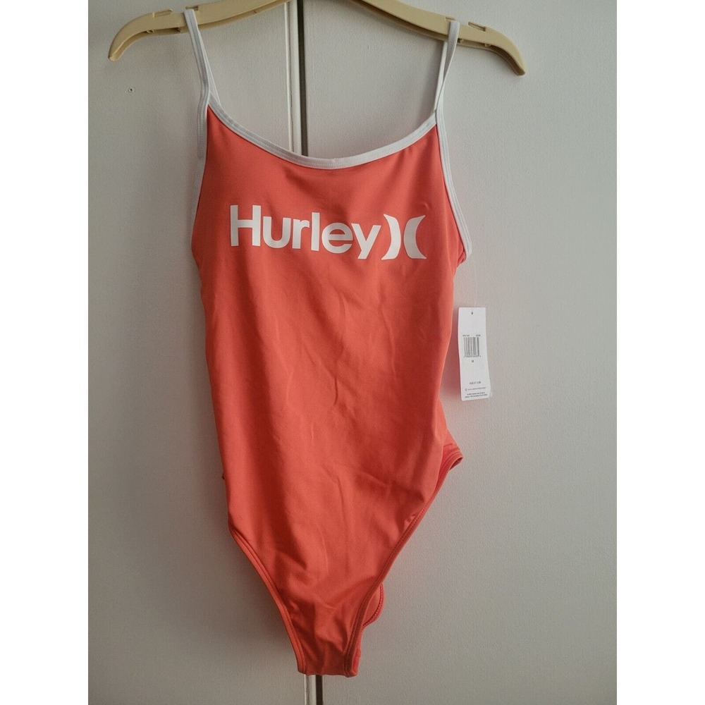 Hurley Orange Trendy Logo One-Piece Side Swimsuit size M